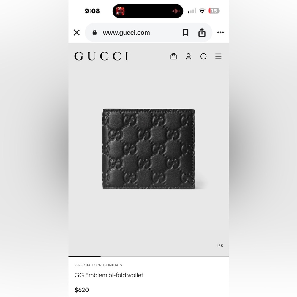 🔥Gucci (Authentic) GG Emblem bi-fold wallet - Picture 2 of 15
